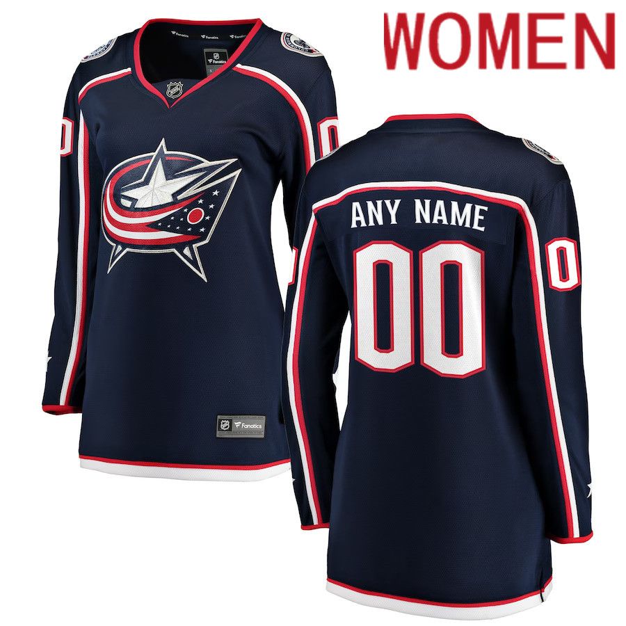 Women Columbus Blue Jackets Fanatics Branded Navy Home Breakaway Custom NHL Jersey
